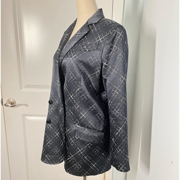 Wes Gordon navy and white muted print double breasted blazer jacket size… - Picture 8 of 11